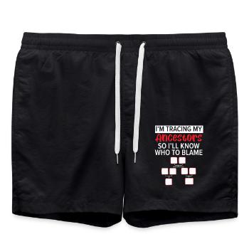Ich verfolge meine Vorfahren, damit ich weiß, wem - Badeshorts - Schwarz - Vorne - AI Model Male 185 light (185cm)