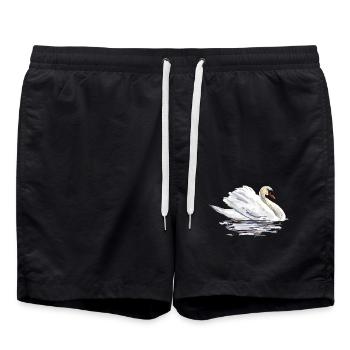 Schwan - Badeshorts - Schwarz - Vorne - AI Model Male 185 light (185cm)