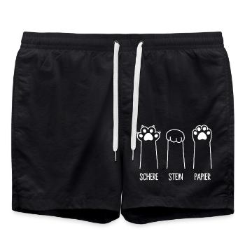 Katzenpfoten Katze Pfote Spiel Schere Stein Papier - Badeshorts - Schwarz - Vorne - AI Model Male 185 light (185cm)