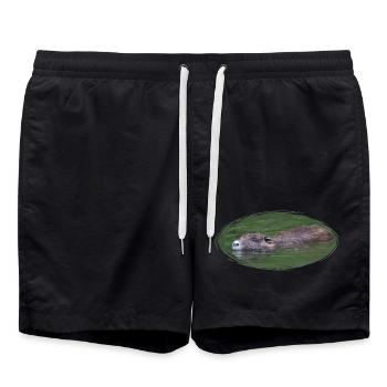 Nutria Biber Biberratte Wasserratte - Badeshorts - Schwarz - Vorne - AI Model Male 185 light (185cm)
