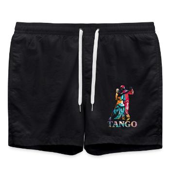 Feuriger Tango Gesellschaftstanz - Badeshorts - Schwarz - Vorne - AI Model Male 185 light (185cm)