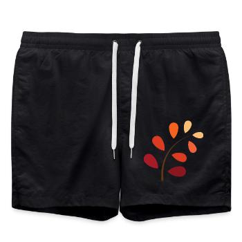 Herbstzweig mit Farbverlauf – Natürlich schön - Badeshorts - Schwarz - Vorne - AI Model Male 185 light (185cm)