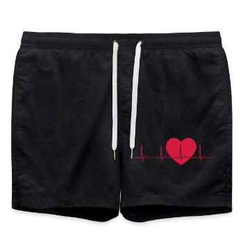 Herzschlag-EKG-Linie Medizinischer Pulswellen-Ikon-Vektor - Badeshorts - Schwarz - Vorne - AI Model Male 185 light (185cm)