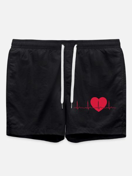 Heartbeat ECG Line Medical Pulse Wave Icon Vector - Swim Trunks - black