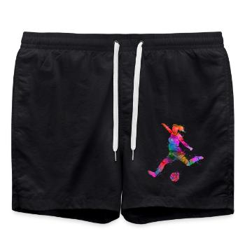 Fußballer Spieler Fußballspieler Mädchen Fußball - Badeshorts - Schwarz - Vorne - AI Model Male 185 light (185cm)