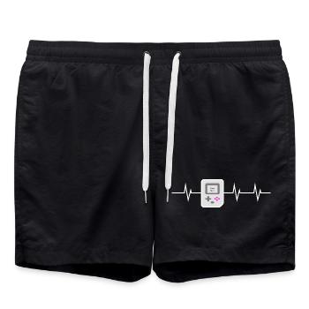 Press Start - I love Retro Gaming - Badeshorts - Schwarz - Vorne - AI Model Male 185 light (185cm)