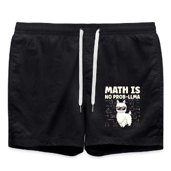 Mathe Is No Prob LLLMA Lama Mathematik - Badeshorts - Schwarz - Vorne - AI Model Male 185 light (185cm)