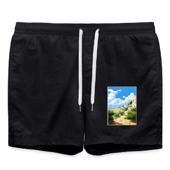 Apulien Italien Vintage Reiseposter WPA Souvenir - Badeshorts - Schwarz - Vorne - AI Model Male 185 light (185cm)