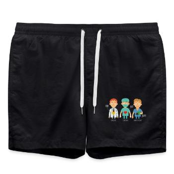 Kaffeefleckiger Anästhesist Arztkittel - Badeshorts - Schwarz - Vorne - AI Model Male 185 light (185cm)