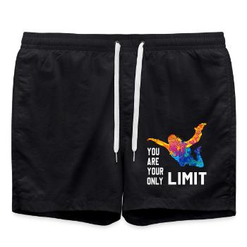 Skydive Fallschirmspringer Skydiver Freifall - Badeshorts - Schwarz - Vorne - AI Model Male 185 light (185cm)