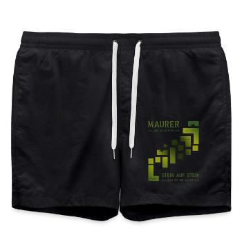 Maurer Hochbau Steinmetz - Badeshorts - Schwarz - Vorne - AI Model Male 185 light (185cm)