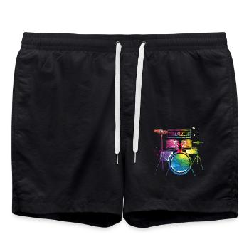 Rhythmischer Schlagzeuger Liveauftritt - Badeshorts - Schwarz - Vorne - AI Model Male 185 light (185cm)