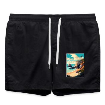 El Matador California Cali Vintage Reiseposter - Badeshorts - Schwarz - Vorne - AI Model Male 185 light (185cm)