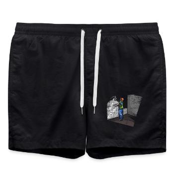 Filigraner Stuckateur Wandputz - Badeshorts - Schwarz - Vorne - AI Model Male 185 light (185cm)