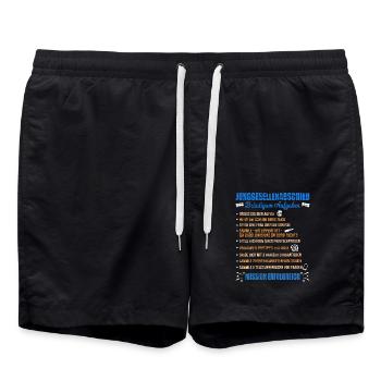 JGA Liste Junggeselle Mutprobe Bräutigam Aufgaben - Badeshorts - Schwarz - Vorne - AI Model Male 185 light (185cm)
