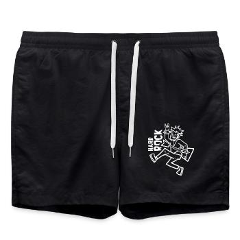 Lauter Hard Rock Gitarrensound - Badeshorts - Schwarz - Vorne - AI Model Male 185 light (185cm)