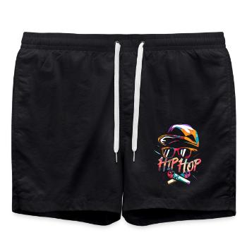 Bassgewaltiger Rapper Beatbattle - Badeshorts - Schwarz - Vorne - AI Model Male 185 light (185cm)
