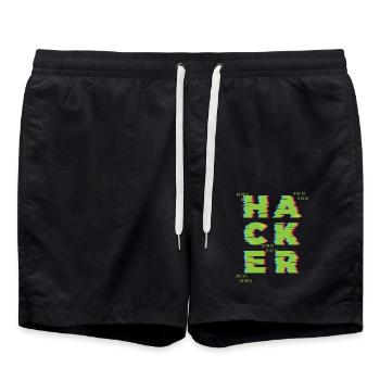 Hacker 0101 - Badeshorts - Schwarz - Vorne - AI Model Male 185 light (185cm)
