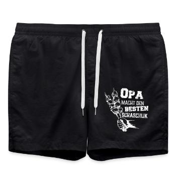 Opa macht den besten Schaschlik Grill Geschenk - Badeshorts - Schwarz - Vorne - AI Model Male 185 light (185cm)