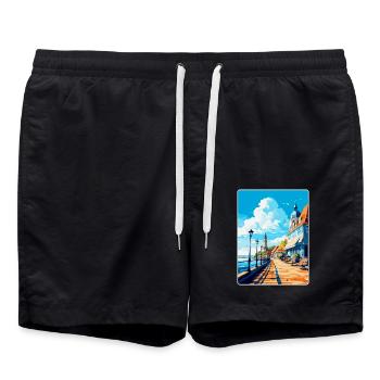 Zoppot Polen Vintage Reiseplakat WPA Souvenir - Badeshorts - Schwarz - Vorne - AI Model Male 185 light (185cm)