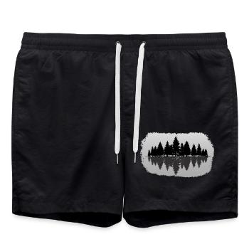 Forest - Forest Landscape Nature Trees - Swim Trunks - black - Front - AI Model Male 185 light (185cm)