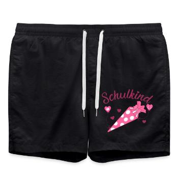 Schulkind Herz rosa Schulanfang - Badeshorts - Schwarz - Vorne - AI Model Male 185 light (185cm)