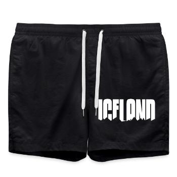 Island Iceland Geysir Fjord Vulkan - Badeshorts - Schwarz - Vorne - AI Model Male 185 light (185cm)