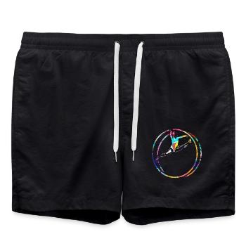 Akrobatische Rhönrad Gymnastin - Badeshorts - Schwarz - Vorne - AI Model Male 185 light (185cm)