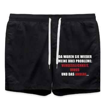 Drei Probleme: Vergesslichkeit, Dings, das andere - Badeshorts - Schwarz - Vorne - AI Model Male 185 light (185cm)