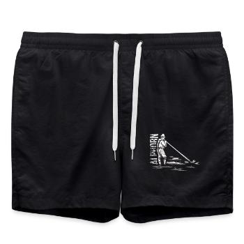 Traditionsreiches Alphorn Bergmusik - Badeshorts - Schwarz - Vorne - AI Model Male 185 light (185cm)