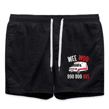 Sanitäter Wee Woo Bus Rettungsdienst - Badeshorts - Schwarz - Vorne - AI Model Male 185 light (185cm)