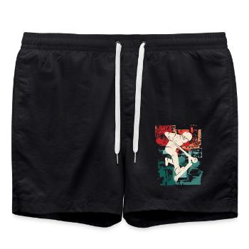 Stunt Scooter Tricks Vintage Tretroller - Badeshorts - Schwarz - Vorne - AI Model Male 185 light (185cm)