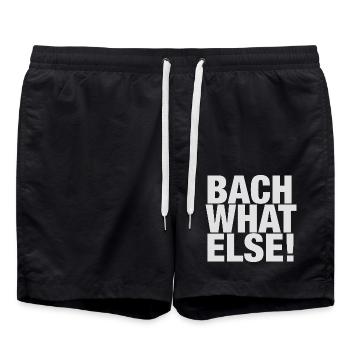 Johann Sebastian Bach T-Shirt funny saying - Swim Trunks - black - Front - AI Model Male 185 light (185cm)