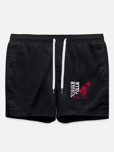 Geometrischer Border Collie Mathefan - Badeshorts - Schwarz