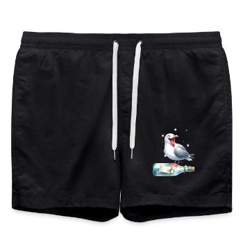 maritim Möwe Flaschenpost Möwen - Badeshorts - Schwarz - Vorne - AI Model Male 185 light (185cm)
