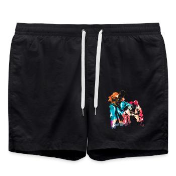 Dynamische Aikido Selbstverteidigung - Badeshorts - Schwarz - Vorne - AI Model Male 185 light (185cm)