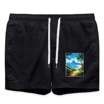Rio De Janeiro Brasilien Vintage Reiseposter WPA - Badeshorts - Schwarz - Vorne - AI Model Male 185 light (185cm)