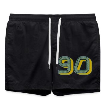 90. 90 JAHRE. 90. JAHRESTAG. 90-JÄHRIGES JUBILÄUM. - Badeshorts - Schwarz - Vorne - AI Model Male 185 light (185cm)