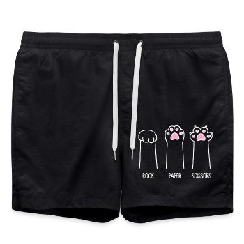 Rock Paper Scissors - Cat Paws - Swim Trunks - black - Front - AI Model Male 185 light (185cm)