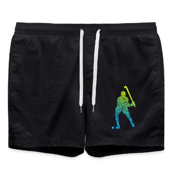 Hockeyspieler Symbole Hockey Jungen Feldhockey - Badeshorts - Schwarz - Vorne - AI Model Male 185 light (185cm)