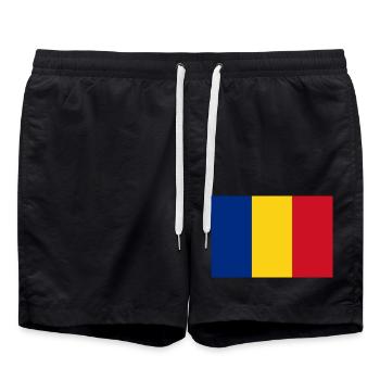 Rumänien – Trikolore der Flagge vertikal - Badeshorts - Schwarz - Vorne - AI Model Male 185 light (185cm)