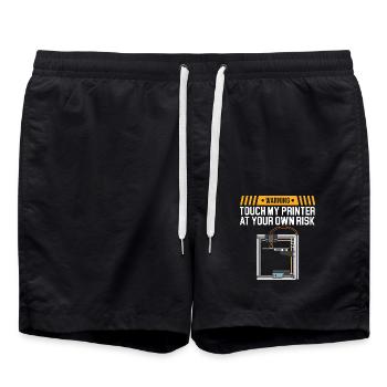 Warnung: Berühren Sie meinen Drucker auf eigene Ge - Badeshorts - Schwarz - Vorne - AI Model Male 185 light (185cm)