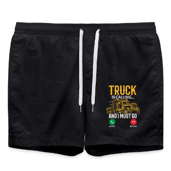 Der Lkw ruft und ich muss los Lkw-Fahrer - Badeshorts - Schwarz - Vorne - AI Model Male 185 light (185cm)