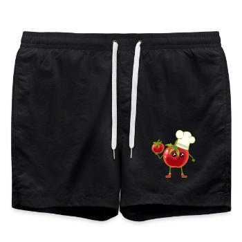 Tomate Tomaten Koch Köchin Köche - Badeshorts - Schwarz - Vorne - AI Model Male 185 light (185cm)