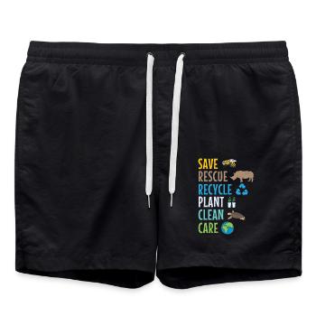 Umweltschützer Grüne Umweltschutz Spruch Öko - Badeshorts - Schwarz - Vorne - AI Model Male 185 light (185cm)