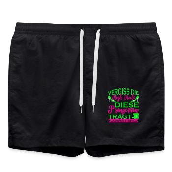 Vergiss Die High Heels Prinzessin Trägt Gummistief - Badeshorts - Schwarz - Vorne - AI Model Male 185 light (185cm)