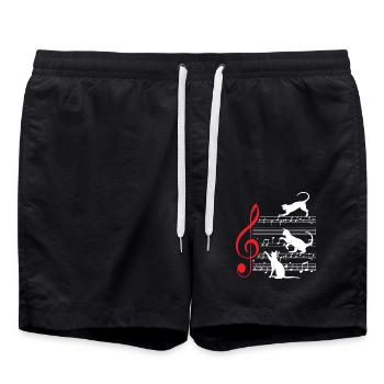 Cat Cats Sheet Music Musician - Swim Trunks - black - Front - AI Model Male 185 light (185cm)