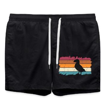 Retro Papageitaucher Puffin Papageientaucher - Badeshorts - Schwarz - Vorne - AI Model Male 185 light (185cm)