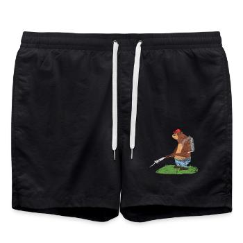 Wackerer Kammerjägerbär Ungezieferjagd - Badeshorts - Schwarz - Vorne - AI Model Male 185 light (185cm)