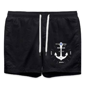 Anker Island Urlaub - Badeshorts - Schwarz - Vorne - AI Model Male 185 light (185cm)